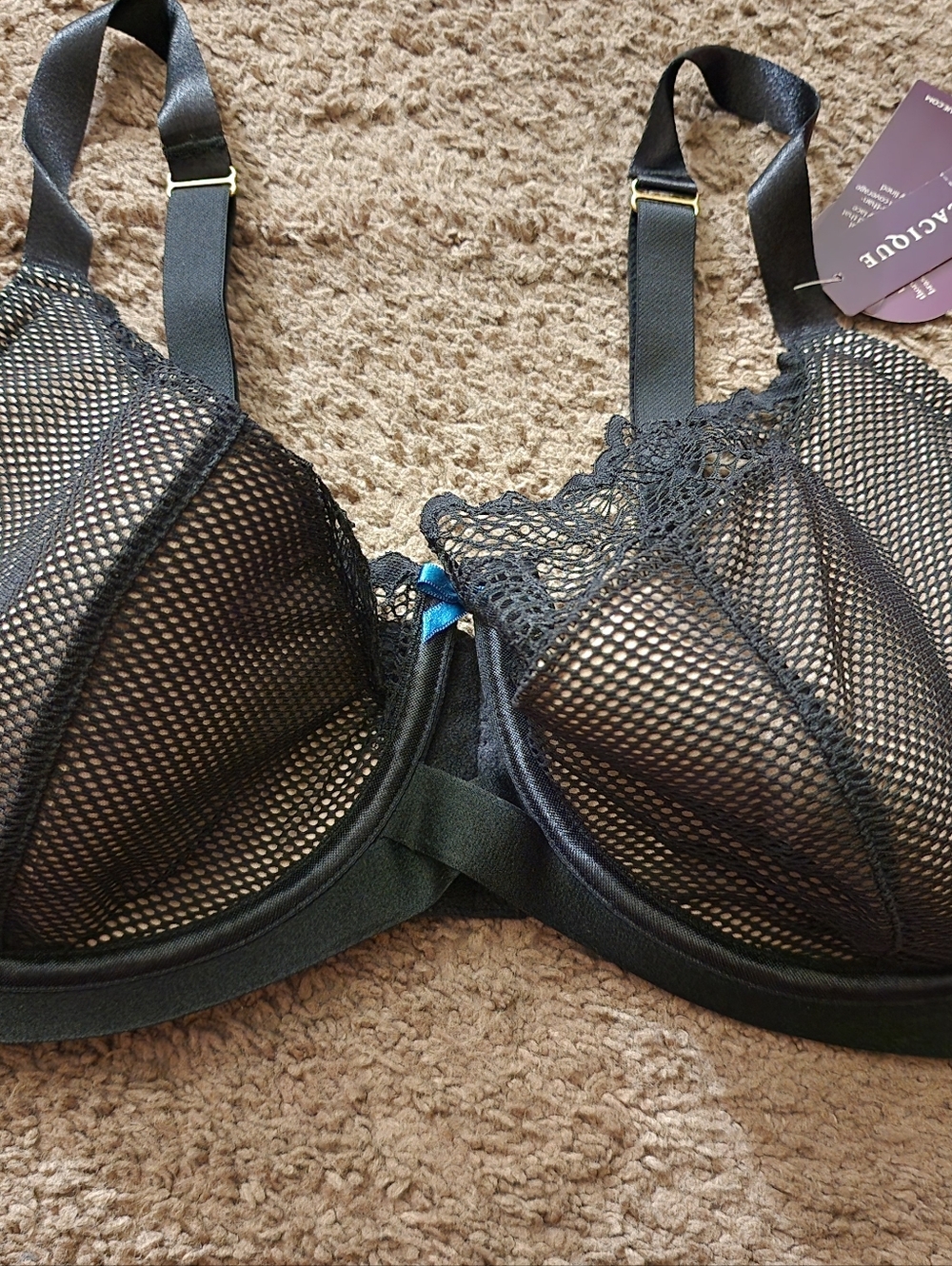 Cacique Black Mesh Underwire Bra